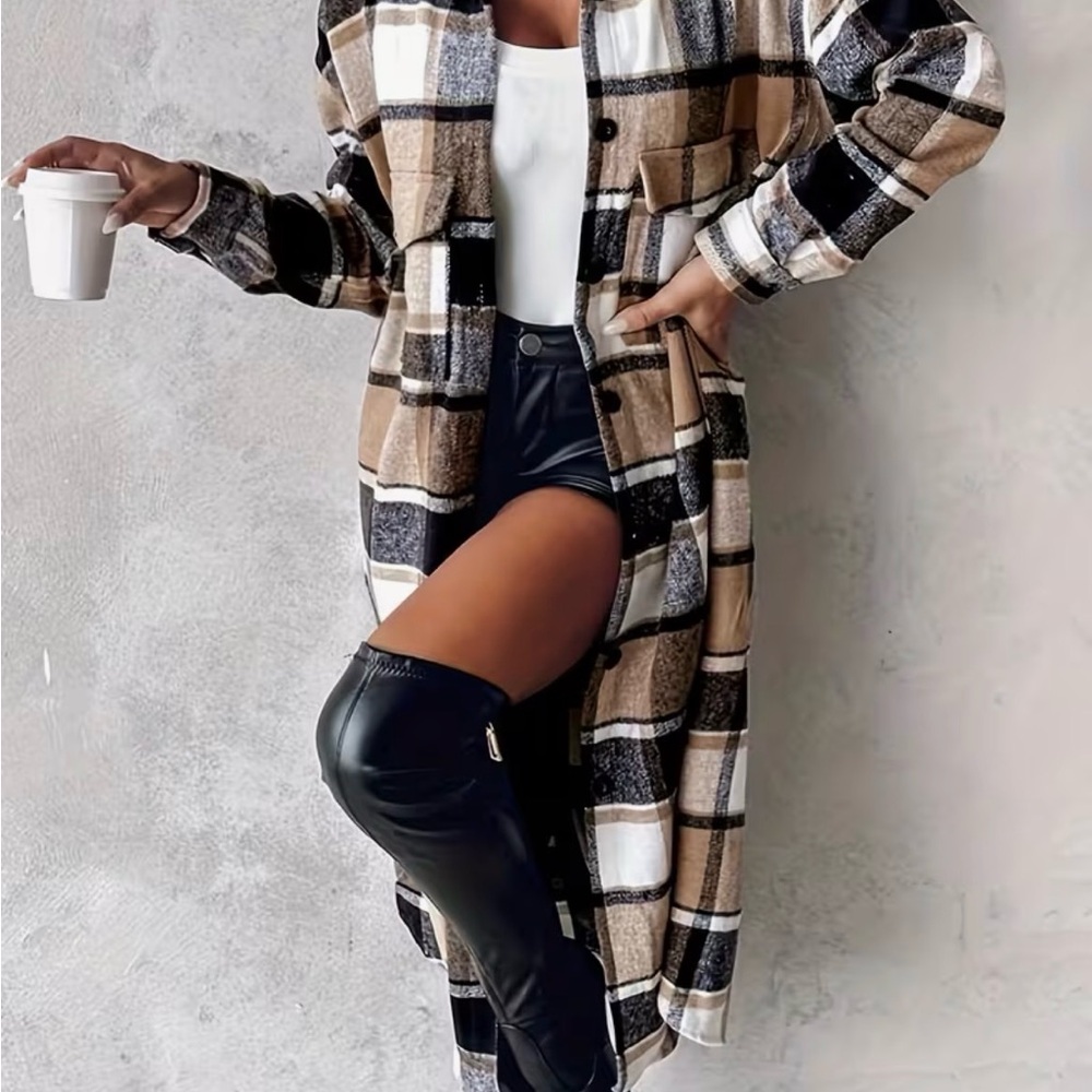BNIB Plaid Longline Shirt Jacket